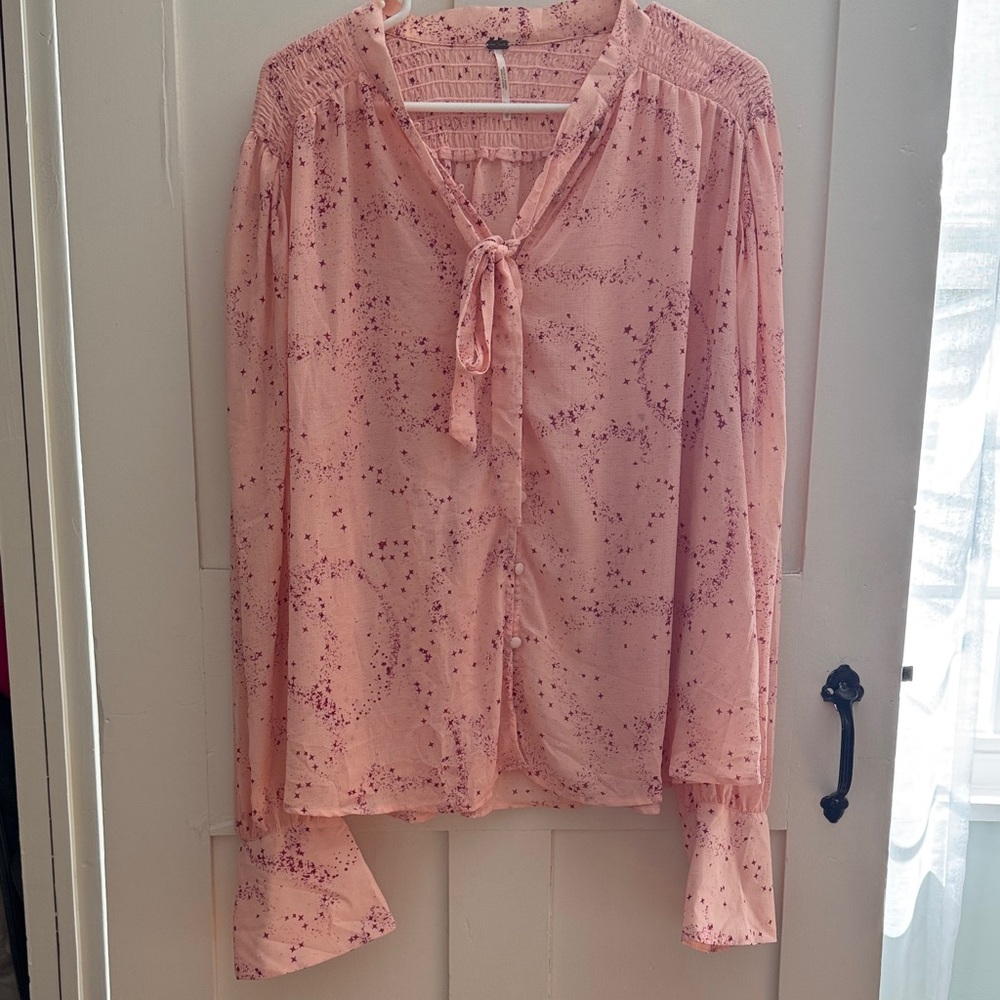 Free People Pink Speckled Blouse